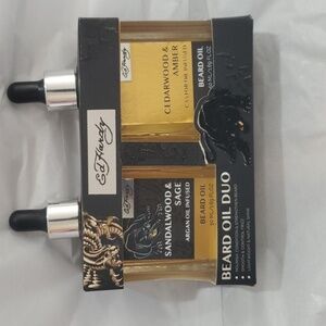 Ed Hardy Sandalwood &‎ Sage Cedarwood & Amber beard oil duo set brand new